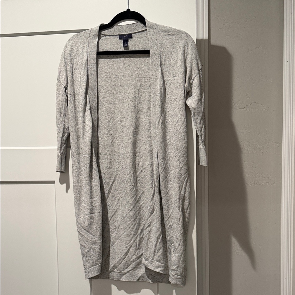 GAP Light Gray Open Front Long Cardigan